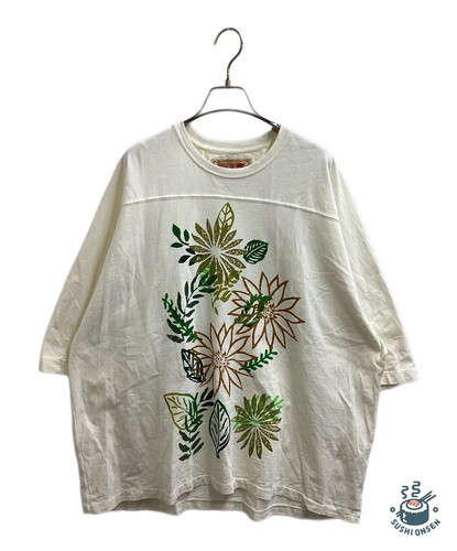 Monostereo LEAFY GREENS FOOTBALL TEE Size: L Ivory Men