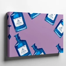 Vibrant Artistic Illustration Showcases Multiple Blue Bombay Sapphire Wall Art