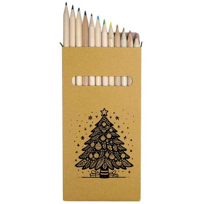 12 x lange Farbstifte ''Weihnachtsbaum mit Schneeflocken'' (PE00085063)
