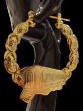 Gold Plated Gypsy Wagon Earrings (45mm) Romany Bling Vardo Stainless Steel