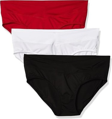 3-Pack Warner's Womens Hipster Panties LARGE 7 No Muffin Top White Black and Red