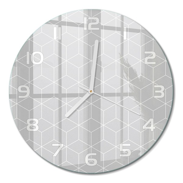 Glasuhr Stilvolle Glas-Wanduhr Geometrischer Hintergrund WeißE Zeiger Fi30 Cm-image
