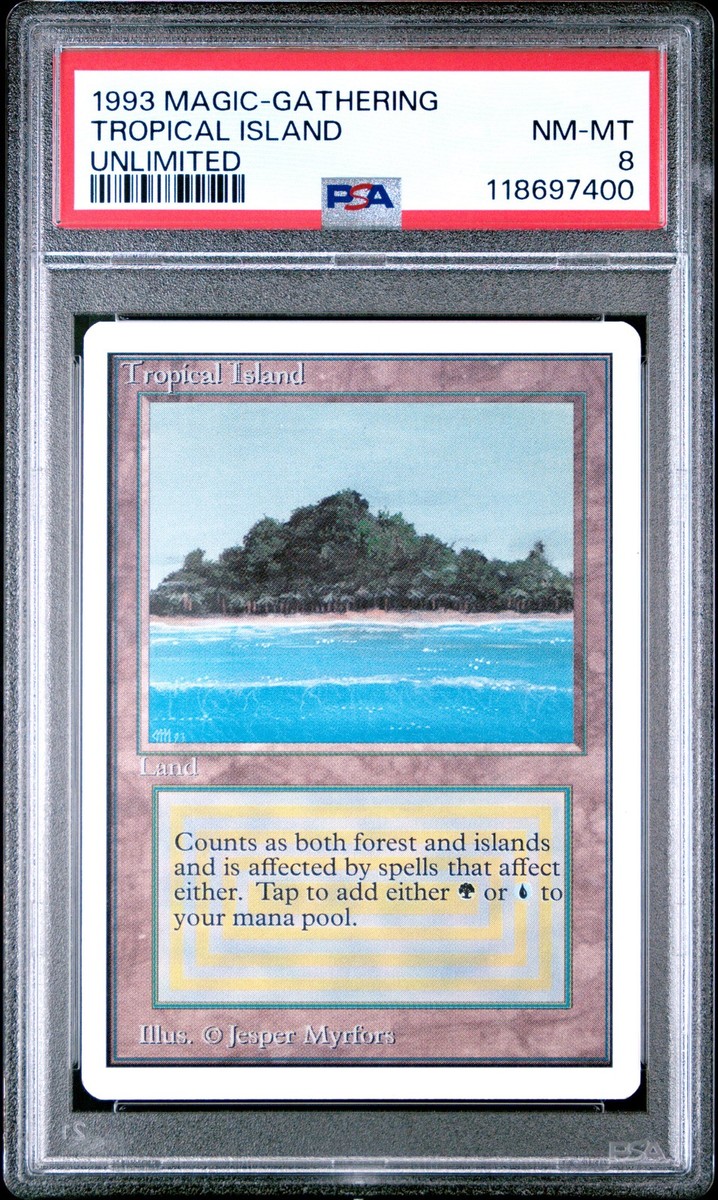 TROPICAL ISLAND Unlimited Rare Reserved List PSA 8 MTG [Nostalgium 