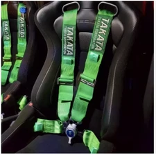 2X TAKATA 4 Point Snap-On 3" With Camlock Racing Seat Belt Harness  GREEN