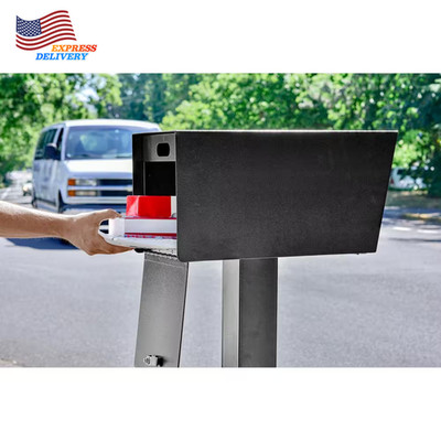 Mail Manager Street Safe Black Post-Mount Mailbox High Security Reinforced Rear