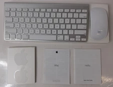 Apple Bluetooth Keyboard(A1314) And Mouse(A1296) With Box/Stickers/Manual - New