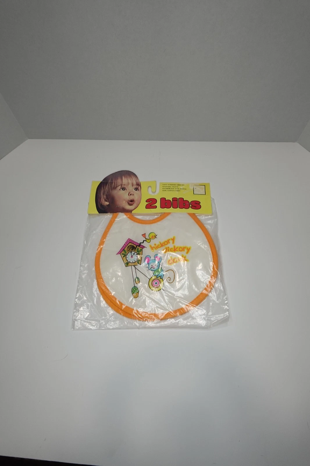 VTG 1970s Disney Baby Bibs - New in Package - Hickory Dickory Dock