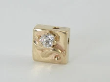 14K Yellow Gold Solid Back OEC .25ctw Natural Diamond Bracelet Slide