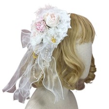 Bonnet Sweet Lace Flower Pearl Beading Top Hat Bow Side Hair Clip