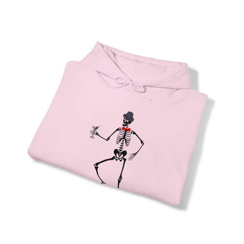 Skeleton Hoodie, Halloween Hooded Sweatshirt, Skeleton Martini Fun Hoodie, bow - Picture 42 of 46