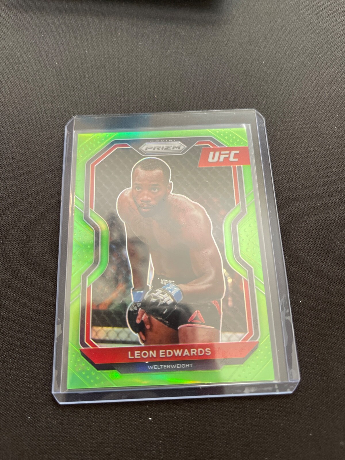 2021 Panini Prizm UFC Leon Edwards 1st Year Prizm 🔥🥊🔥 NEON GREEN /75 RARE #17