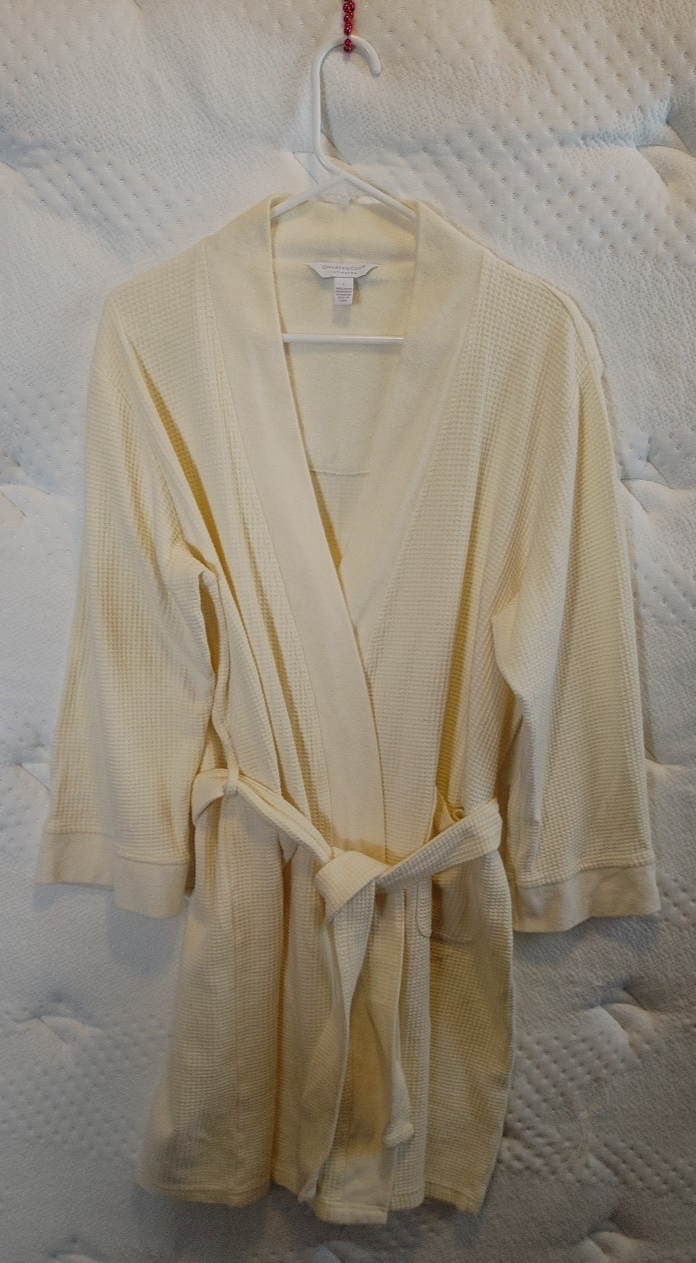 Charter Club Cream Large Waffle-Knit Robe With Sash - As Is