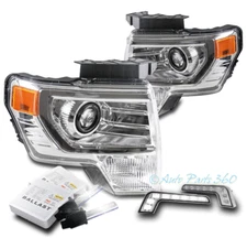 FOR 09-14 FORD F-150 F150 CHROME PROJECTOR HEADLIGHT HEADLAMP +LED DRL+XENON HID