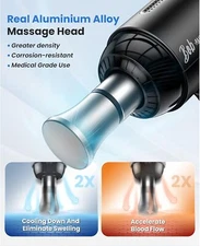 Bob and Brad T2 Max Massage Metal Head Gun Deep Tissue Handheld Muscle Relief