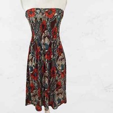 Floral Boho Bohemian Festival Smock Strapless Tube Dress M