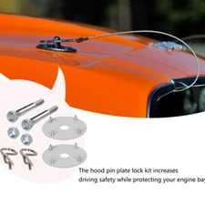 Stainless Steel Engine Hood Pin Plate Bonnet Lock Clip Kit For Car Modified