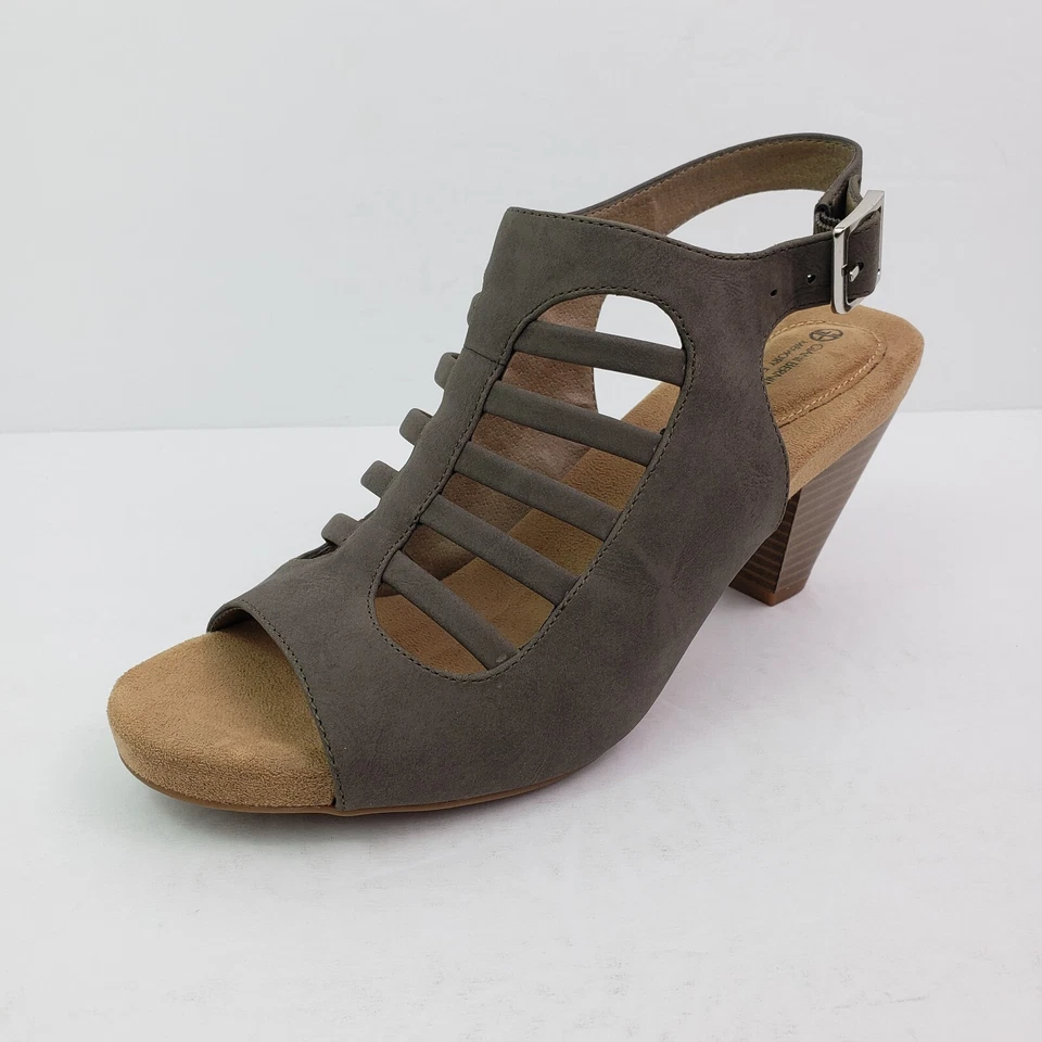 Giani Bernini Caileigh Womens Size 8 Grey Formal 3" Heel Peep Toe Sandal Shoes - Image 2 of 4