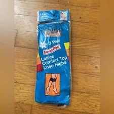70s Vintage Deadstock New in Package Knee High Nylons - Three Pairs