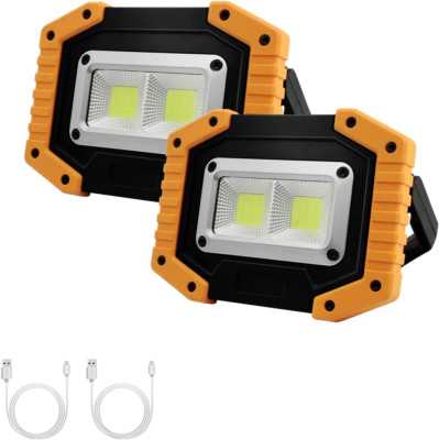 Luz de trabajo LED recargable, 30 W, 2000 LM, portátil, resistente al agua