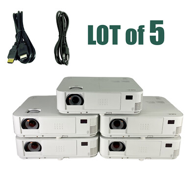 Lot of 5 - NEC NP-M322X Projector 3200 ANSI 2HDMI 1080p w/Power & HDMI Cable