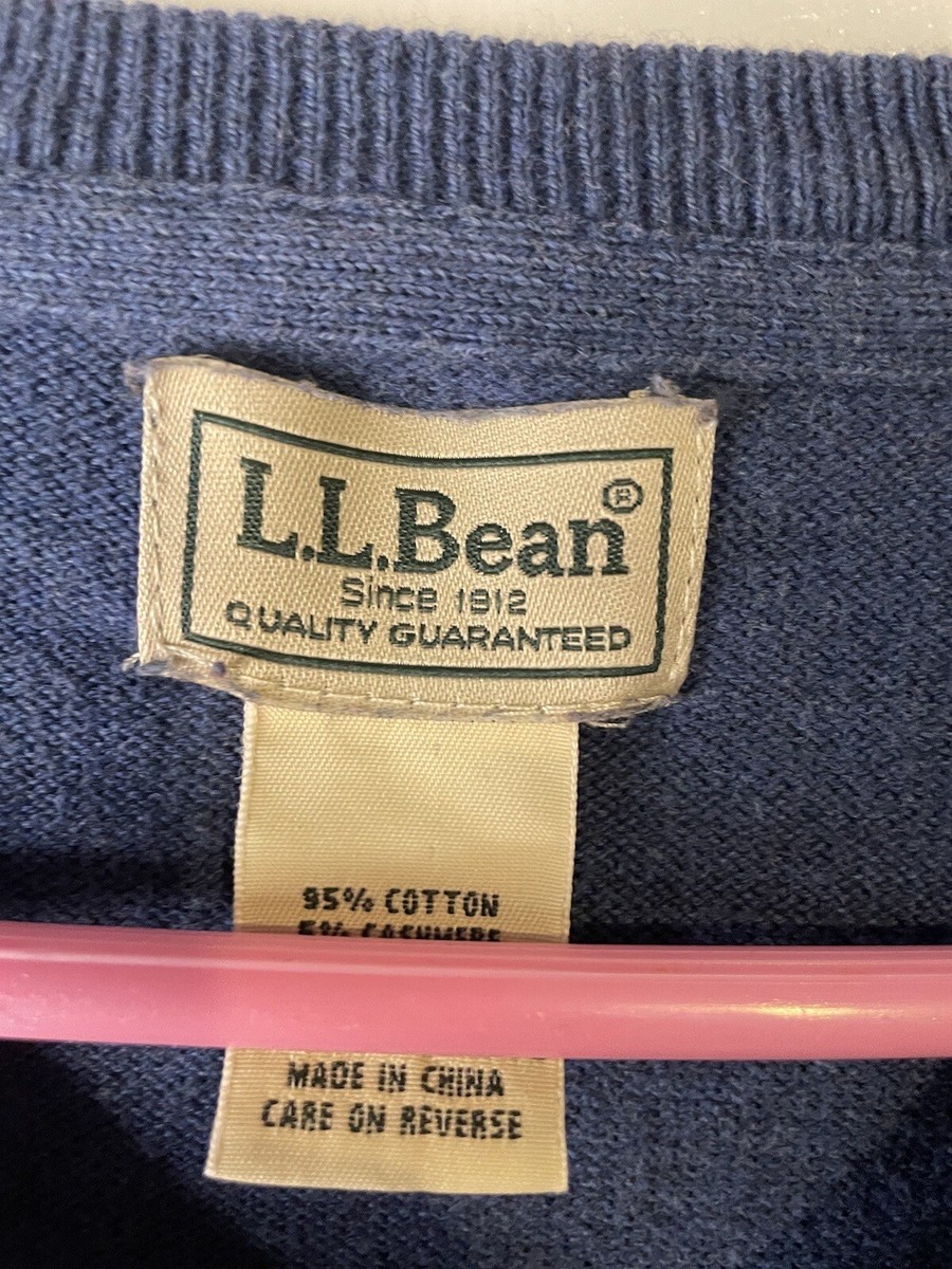 Bean Mens Size Medium Cotton Cashmere Blend V-neck Sweater Blue 2468