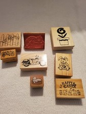 Craft Stamps, Wood, Variety, Set/ 8