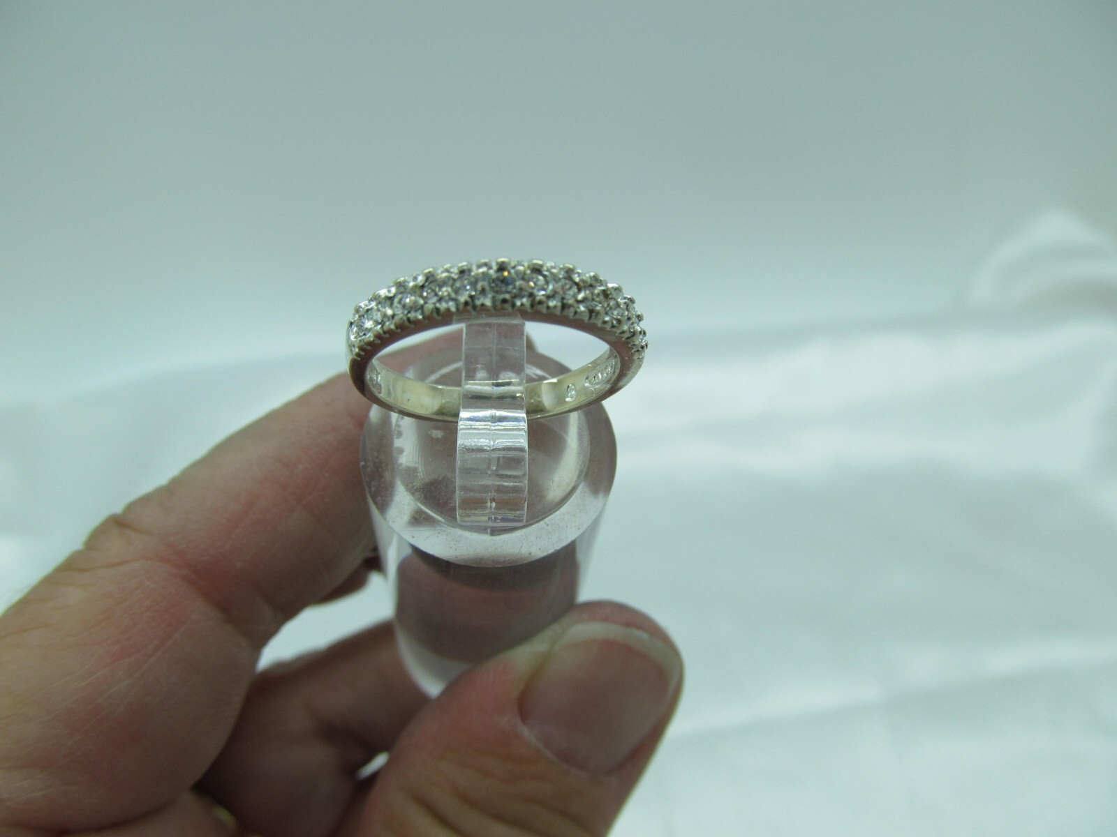 Sterling Silver WHITE RHINESTONES STACK Ring Sz. … - image 6