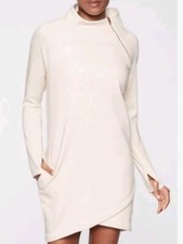 Athleta Cozy Karma Asym Sweatshirt Dress Womens XS /P Oatmeal Heather EUC