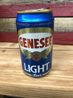 Genesee Light Beer Can 12oz  Stay On  Tab Top Opened Gold Top Blue