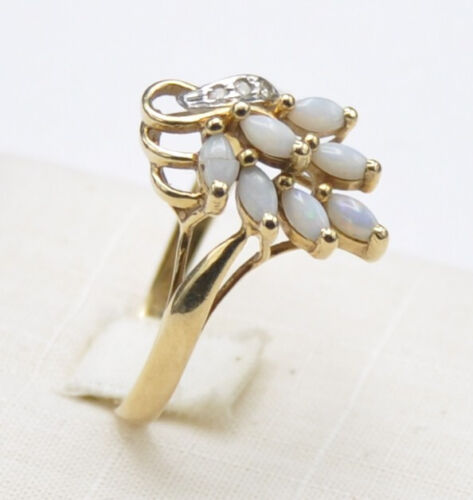 asymetrisch Voll Mich Opal Diamant  Ring 585 Gold - Bild 1 von 5