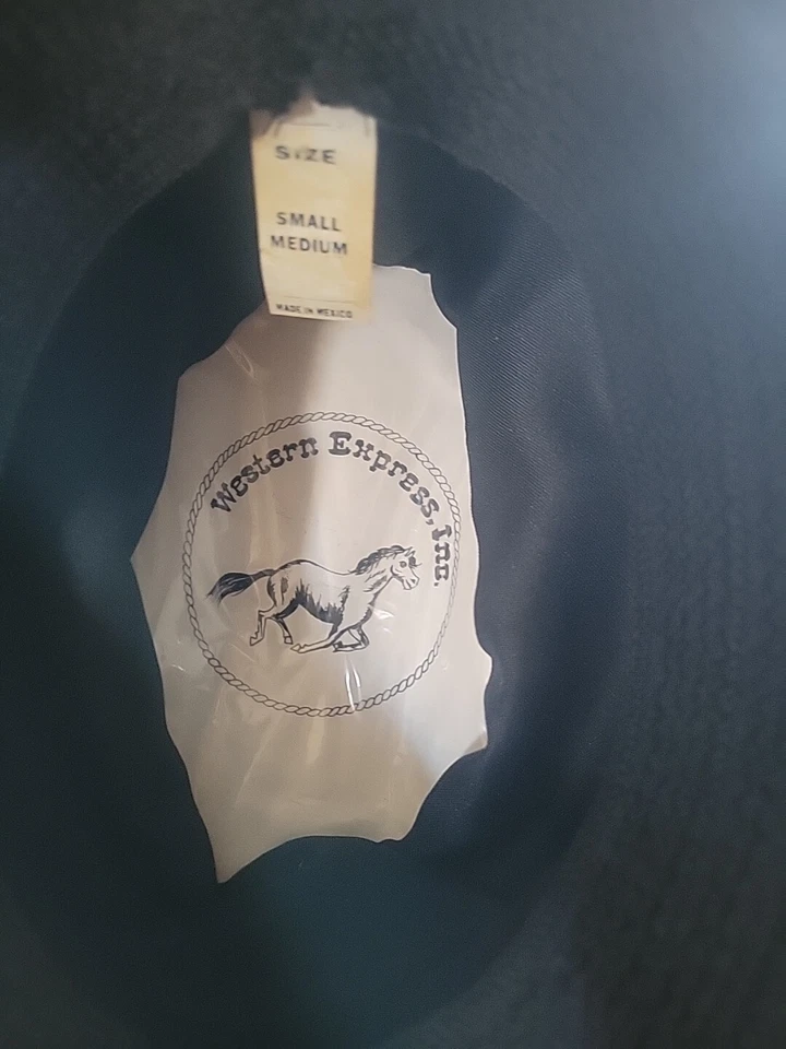Sombrero de Vaquero Para Hombres Western Express Inc Imitación Fieltro Ala Ancha Negro Western Talla Pequeña/Md Foto 4 de 4