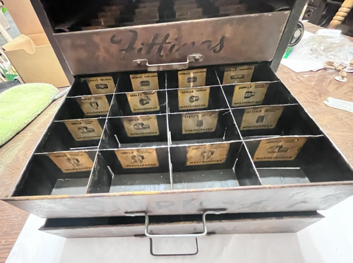 VTG Weatherhead Fittings Metal Drawer Parts Cabinet Tools Advertising Storage - Picture 4 of 10