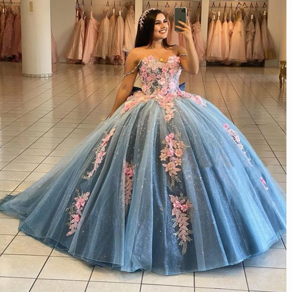Pink and blue quinceanera clearance dresses