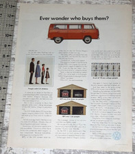 1970 Volkswagen Vintage Print Ad VW Vasn Station Wagon Family Garage Kids Cargo