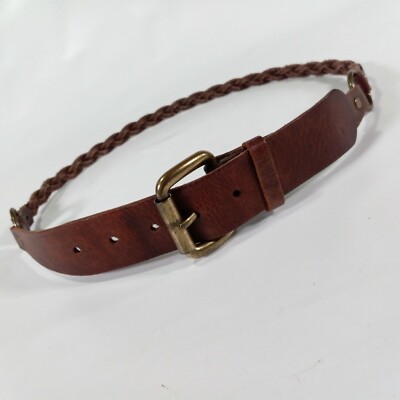 Nine West Distressed 100% Genuine Brown Leather Belt Sits Low on Waist Nine West Leather Belt Small 32 34 Roller Buckle Distressed  main image 2