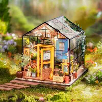Rolife Flower House DIY Miniature Dollhouse Model Kit with Furniture LED Gifts
