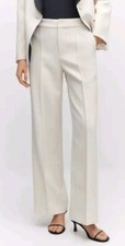 MANGO STRAIGHT SUIT PANTS CAREER IVORY ELEGANT SZ.6 NWOT TROUSERS 
