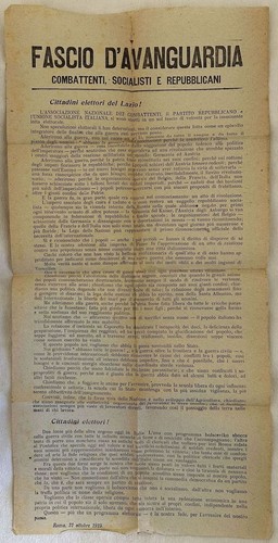 Faisceau D'Avanguardia Combattants Socialistes Républicains Élection 1919 Lazio