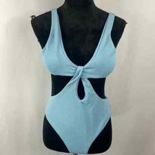 Zaful Light Blue Textured Cutout Women s Swimsuit with Removable Pads