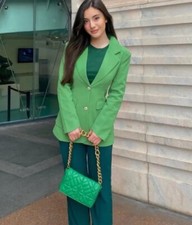 BNWT Zara Green Straight Blazer With Patch Pockets SIZE S Ref 2383/888