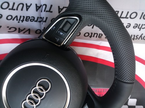 Volante SLINE NEW fondo Piatto Audi A3 A4 A5 Q5 Q3 Q7 A6 A7 - Foto 11 di 17