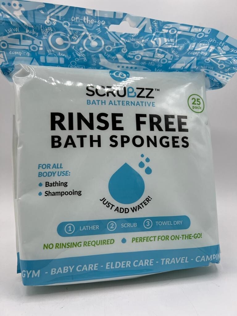 Scrubzz Disposable Rinse Free Bathing Wipes 25 Pack Allin1 Single