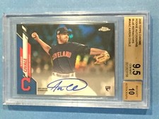 Aaron Civale 2020 Topps Chrome BLUE REFRACTOR RC SSP #/150 Auto BGS 9.5/10 #RAAC