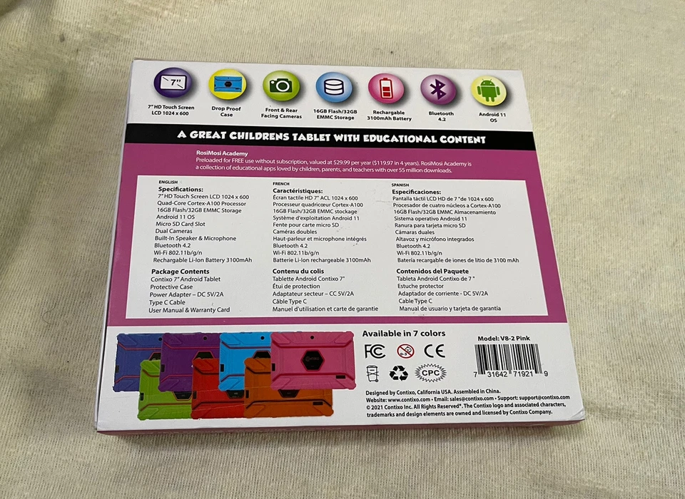 Contixo V8-2 7” 16GB Kids Tablets - Tablet for Kids with Parental Control -pink - Image 2 of 4