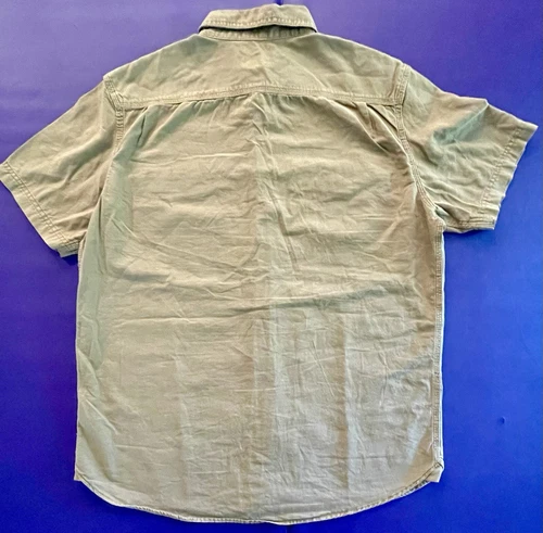 Old Navy Short Sleeve Shirt Button Up Khaki Pockets Nice Twill Cotton Large A133