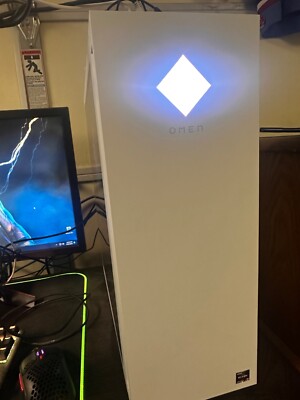 Omen gaming pc, with 2 monitors, keyboard, mouse pad, mic, headset