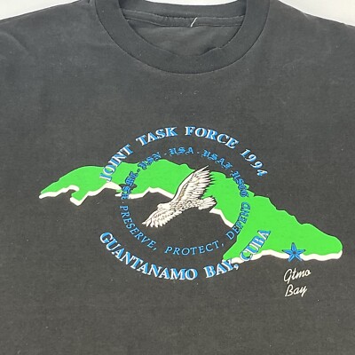 Vintage Single Stitch Joint Task Force 1994 Guantanamo Bay T-Shirt Graphic Cuba