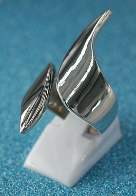 massiv Sterling Silber 925 offener, breiter und langer Designerring verstellbar