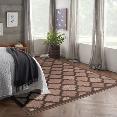 ourison Easy Care Modern Indoor/Outdoor Brown 8' x 10' Area Rug Easy Cleaning
