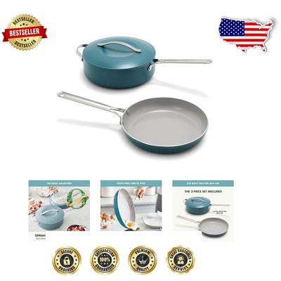 Vibrant Deep Teal Ceramic Nonstick Cookware Set - Induction Ready & Oven Safe